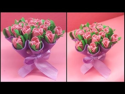 Amazing Trick ???? for DIY Rose Flower Bouquet Making | Paper Craft |  Valentines Day Gift | Guldasta