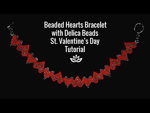 Beaded Hearts Bracelet with Delica Beads ???? St. Valentine`s Day ????