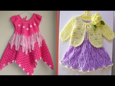 Beautiful Crotchet Woolen Frock design for baby girl.Hand Knitted Sweater design for girl