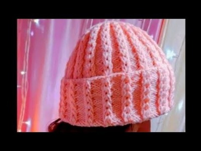 Cap knitting for ladies and girls. Easy step by step knitting.