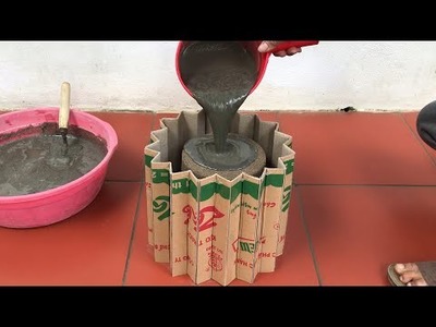 Carton Box And Cement - How To Make Unique Flower Pots At Home