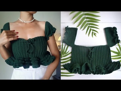 Crochet a 3-tier Ruched Sleeves Top