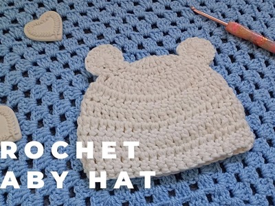 CROCHET BABY.KID HAT WITH BEAR EARS EASY TUTORIAL | Crochet Baby Boy & Girl Hat For Beginners