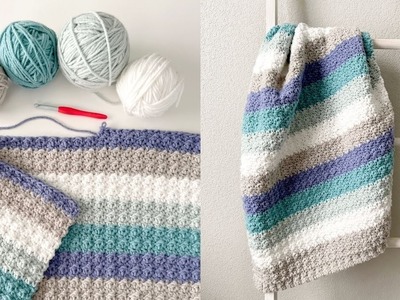 Crochet Sea Stripes Baby Blanket