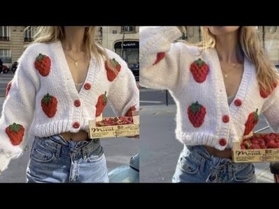 Crochet Strawberry Cardigan????Number 11. with me✨