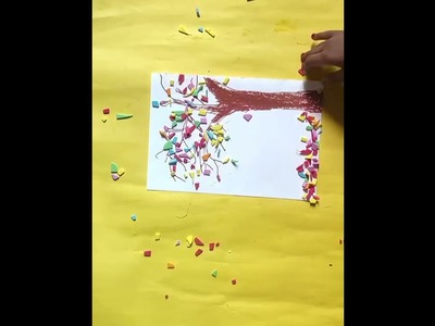 Diy Simple Easy Art from waste craft for kids | left over foam sheet Tree craft