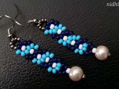 ⚜️Easy & Beautiful Long Earrings with Seed bead & Pearls.Beaded Jewelery Tutorial diy