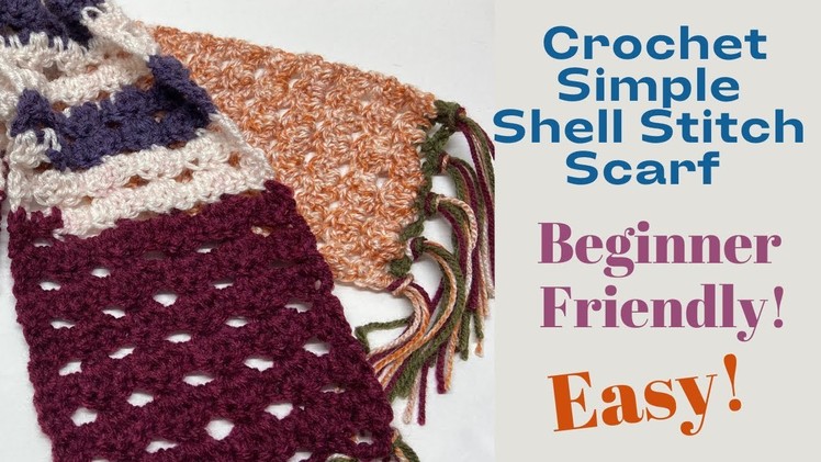 Easy Crochet Simple Shell Stitch Scarf