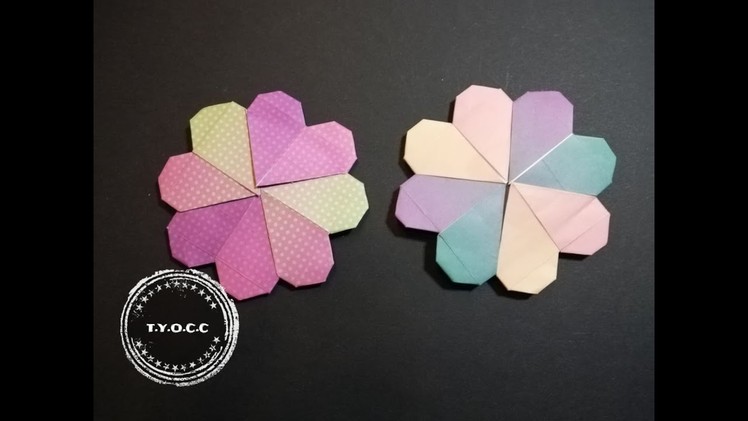 FOUR LEAF CLOVER ORIGAMI.HEART COASTERS.KLAVERTJE VIER VOUWEN VAN PAPIER