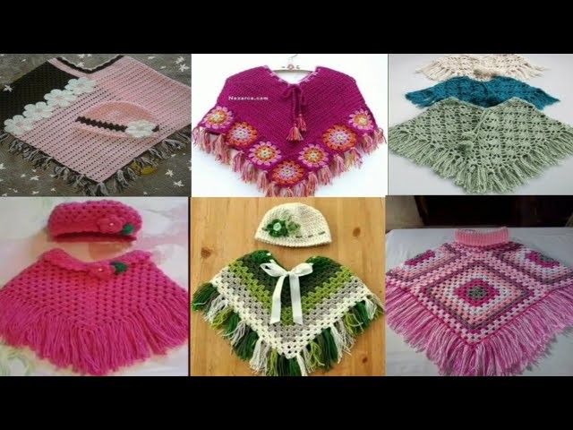 Hand knitted Crochet Poncho#Girl Poncho design ideas#Poncho for baby#Poncho design