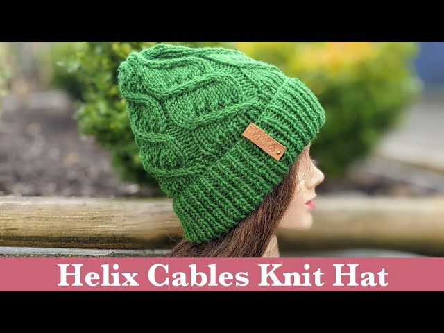 Helix Cables Knit Hat on Circular Needles || Knit Cable Hat for Women
