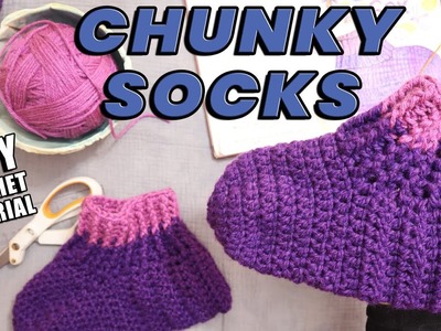 How to crochet adult house slippers. booties. chonky sox  | Last Minute Laura