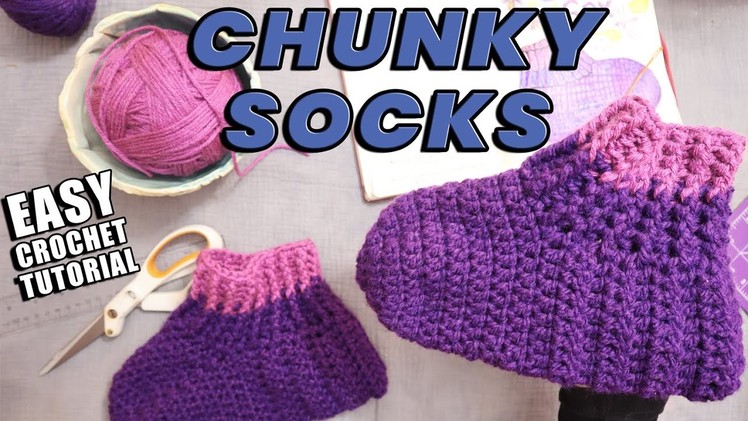 How to crochet adult house slippers. booties. chonky sox  | Last Minute Laura