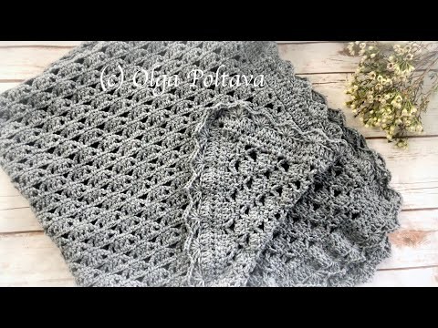 How to Crochet Lacy Baby Blanket with Shells Trim, Pound of Love Yarn, Crochet Video Tutorial