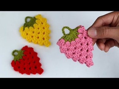 How to Crochet strawberry keychain - Easy Step by Step crochet strawberry