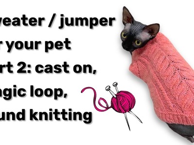 How to knit jumper. sweater for pet - part 2 | Beginners tutorial | Magic loop | Round knitting |