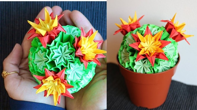 How To Make Paper Cactus ???? - paper craft - DIY paper cactus plant - School hacks - DIY