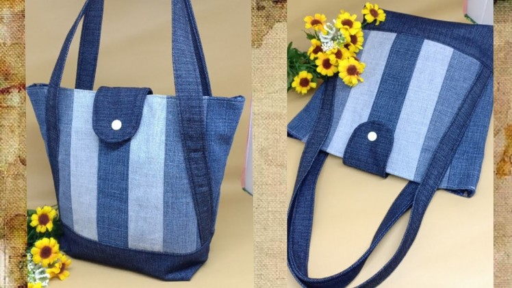 How to sew a denim tote bag | tote bag from old jeans