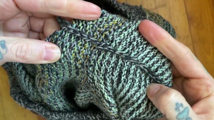 Knitting Tutorial for picking up underarm stitches on the Metamorphic Sweater