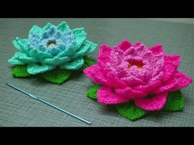 Lotus Flower design #Make Beautiful woolen lotus #Crochet lotus #Woolen art and craft