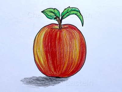 Malen lernen: 3D Apfel malen lernen mit Buntstiften & Bleisftift - Früchte zeichnen für Anfänger