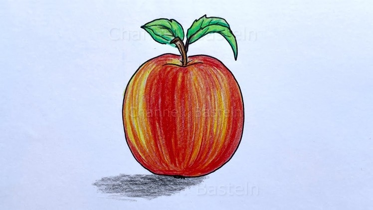 Malen lernen: 3D Apfel malen lernen mit Buntstiften & Bleisftift - Früchte zeichnen für Anfänger