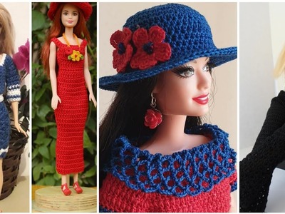 Most Modern #crochet Barbie outfit ideas.Dolls crochet dress collection #crochetdollsdress