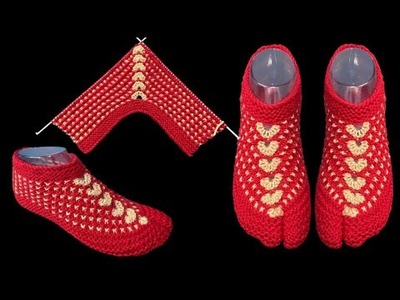 New Knitting Pattern For Ladies Socks.Shoes.Slippers.Jurab.Jutti.Anguthe Wali Designer Socks # 205