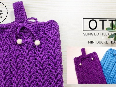 Ott Sling Bottle Carrier + Mini Bucket Bag | Crochet Tutorial | English Subtitles