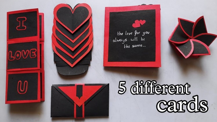 Scrapbook cards | 5 different cards tutorial | card ideas | valentine's day scrapbook cards | craft