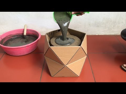 Simple And Creative - Unique Shaping Technique For Flower Pots From Carton Box And Cement