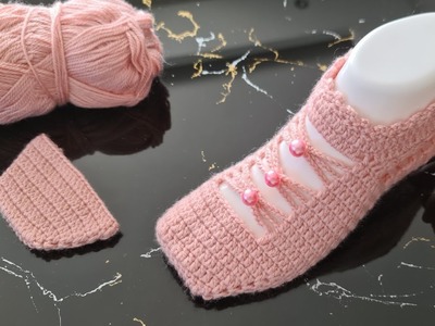 Sipariş Alan Bir Patik Modeli✅ Çeyizlik Zincirli Patik ✅ Easy Crochet Slippers for Beginners