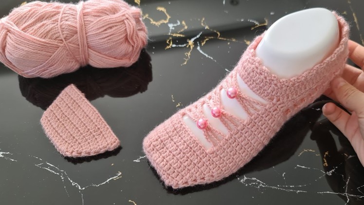 Sipariş Alan Bir Patik Modeli✅ Çeyizlik Zincirli Patik ✅ Easy Crochet Slippers for Beginners
