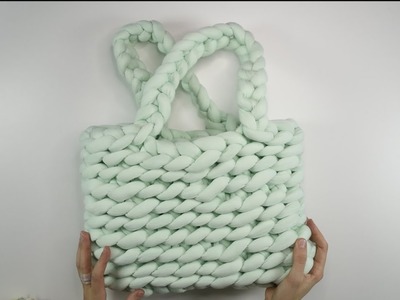 Tuba Toothpaste Tote Bag | Hand Crochet (finger crochet) Jumbo Tube Yarn Tutorial