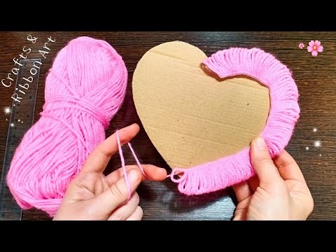 Unique Wall Hanging Craft Ideas with Wool - DIY Valentine's Day Crafts - Easy Heart Making with Wool