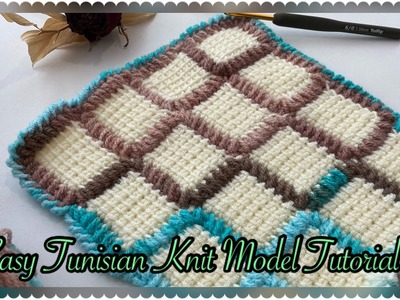 Very Beautiful Tunusian Crochet Knit Model -8-Tutorial.Çok Güzel Tunus İşi Örgü Modeli Yapımı