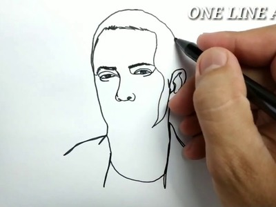 VERY EASY , one line drawing eminem. how to draw in one line. drawing by one line art