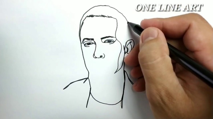 VERY EASY , one line drawing eminem. how to draw in one line. drawing by one line art