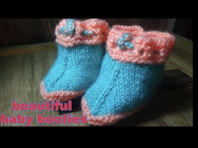 6 to 12 month Easy knitting woolen baby shoes, booties,socks,slippers,jutti (in hindi)