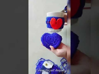 Amazing crochet mug cozy set heart shape | timelapse|| #shorts #viral #diy  || Family Pet keepers