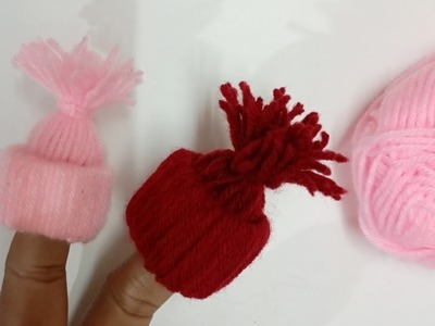 Beautiful Woolen Tutorial Sewing Hack  ||  Easy Hand made Woolen  Pom Pom Hat Cap for finger
