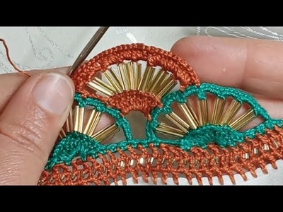 Crochet ????beads dupatta, sleeves border design.Lace Tutorial@Moon Macrame & Crochet