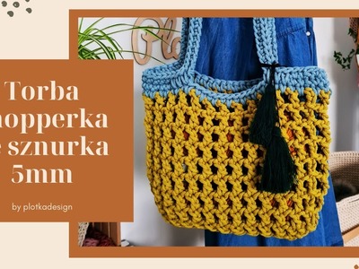 Crochet shopper tote bag, mesh bag tutorial. Torba shopperka na szydełku.
