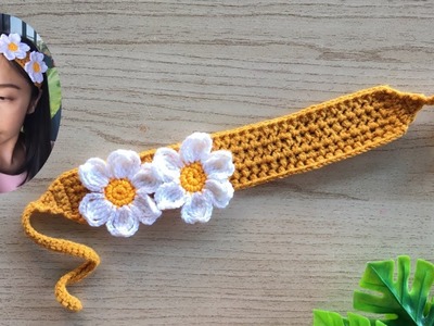 Daisy Crochet Headband tutorial. Diy headband with Daisy crochet.