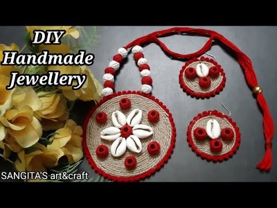 DIY Handmade Jewellery | Jute Jewellery making at home | Puja Special Jewellery Making Tutorial