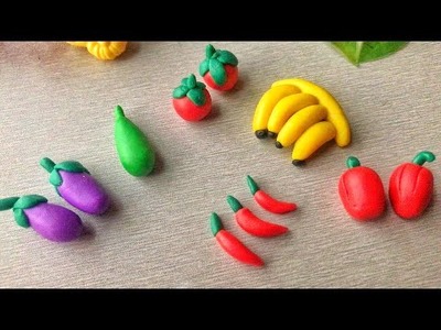 DIY how to make realistic miniature vegetables using polymer clay | DIY Fruits Basket with Clay