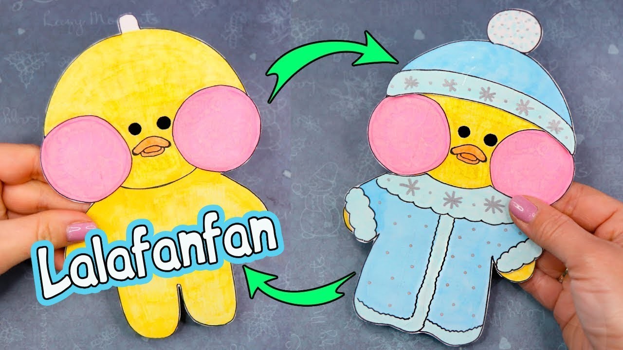 DIY Lalafanfan PAPER DUCK. How to draw a duck Lalafafan and clothes