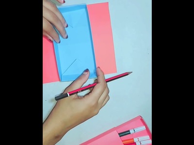 DIY paper pencil box idea. How to make a paper pencil box |Easy Origami box. Origami #shorts