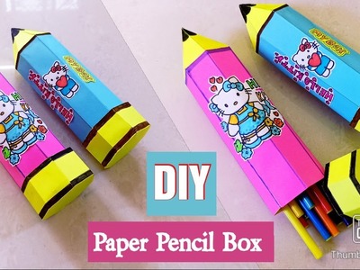 DIY Pepar Pencil Case. Pencil Shape Compass Box Idea. Pen Holder. Easy Paper Craft