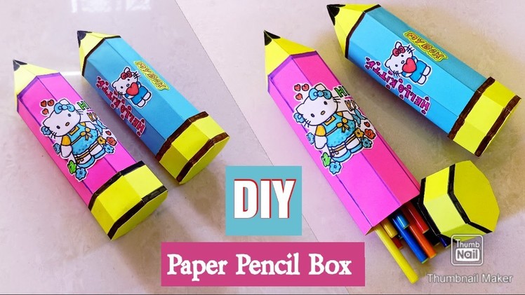 DIY Pepar Pencil Case. Pencil Shape Compass Box Idea. Pen Holder. Easy Paper Craft